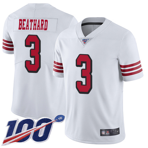 San Francisco 49ers Limited White Men C. J. Beathard NFL Jersey 3 100th Season Rush Vapor Untouchable